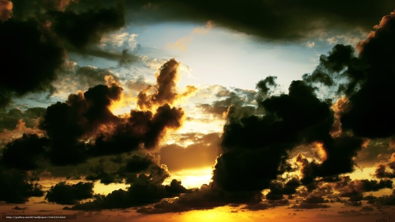 Clouds at Sunset — Orange, Dramatic, Photograph, Sun