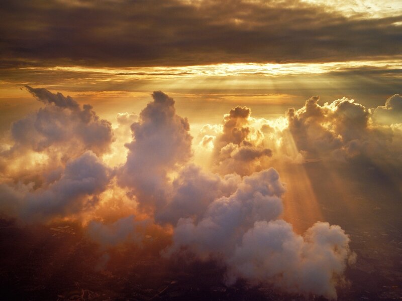 Clouds at Sunset — Orange, Dramatic, Photograph, Sunlight, Sky, Rays