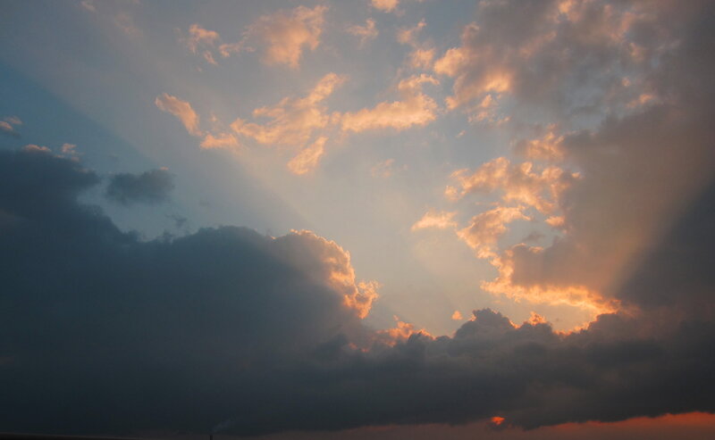 Clouds at Sunset — Orange, Dramatic, Photograph, Sunlight, Sky