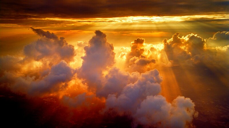 Clouds at Sunset — Orange, Dramatic, Photograph, Sunlight