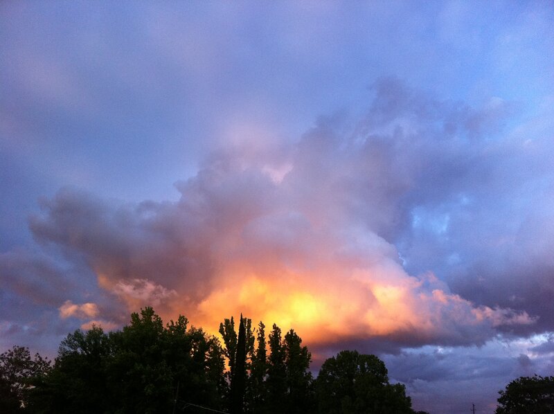 Clouds at Sunset — Orange, Dramatic, Photograph, Trees, Sky