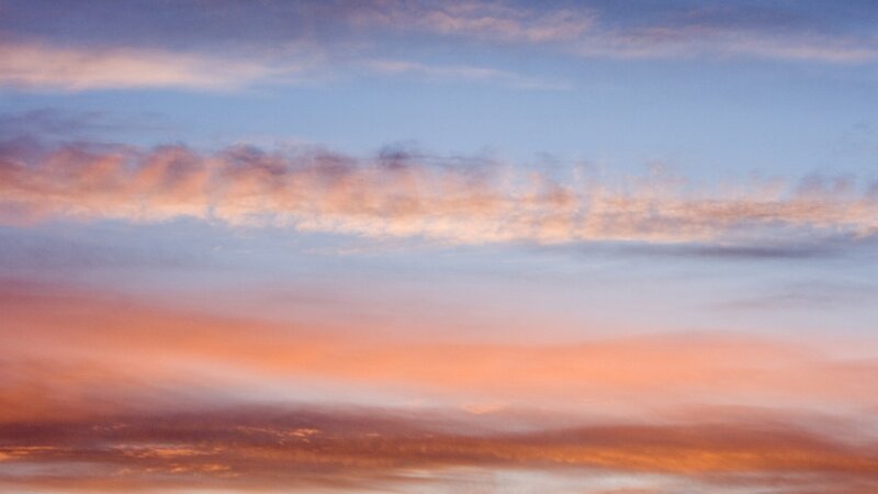 Clouds at Sunset — Orange, Serene, Photograph, Sky, Blue, Pink