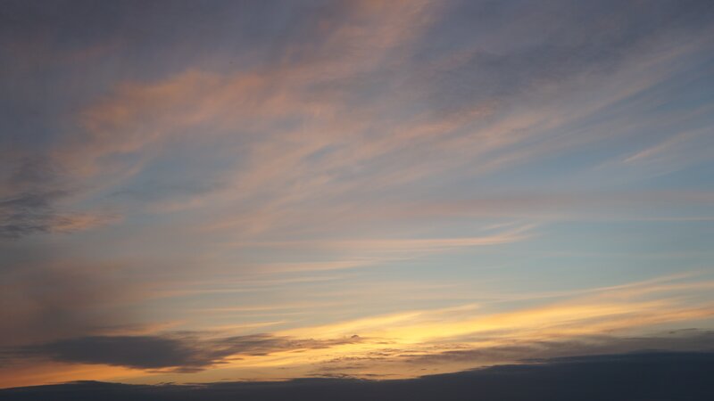 Clouds at Sunset — Orange, Serene, Photograph, Sky, Blue, Yellow