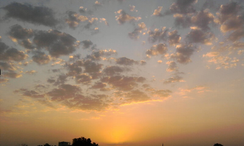 Clouds at Sunset — Orange, Serene, Photograph, Sky, Silhouette