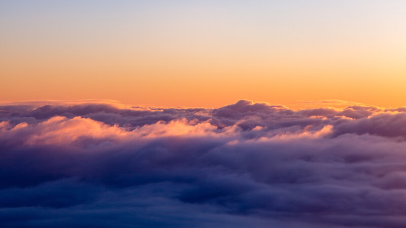 Clouds at Sunset — Orange, Serene, Photograph, Sky, Sunlight
