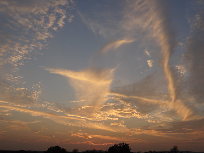 Clouds at Sunset — Orange, Serene, Photograph, Sky