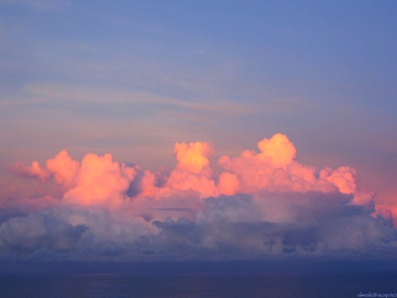 Clouds at Sunset — Pink, Serene, Photograph, Sky, Ocean