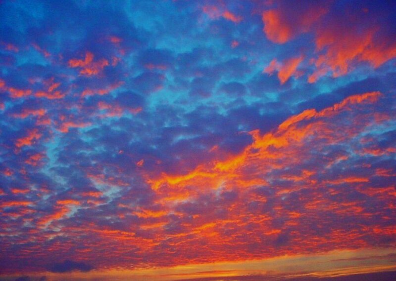 Clouds at Sunset — Red, Dramatic, Photograph, Sky, Blue