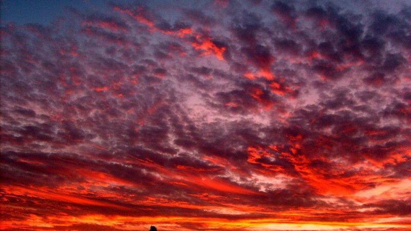 Clouds at Sunset — Red, Dramatic, Photograph, Sky, Silhouette