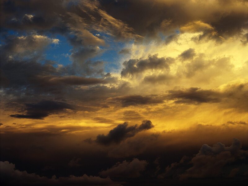 Clouds at Sunset — Yellow, Dramatic, Photograph, Sky, Sunlight