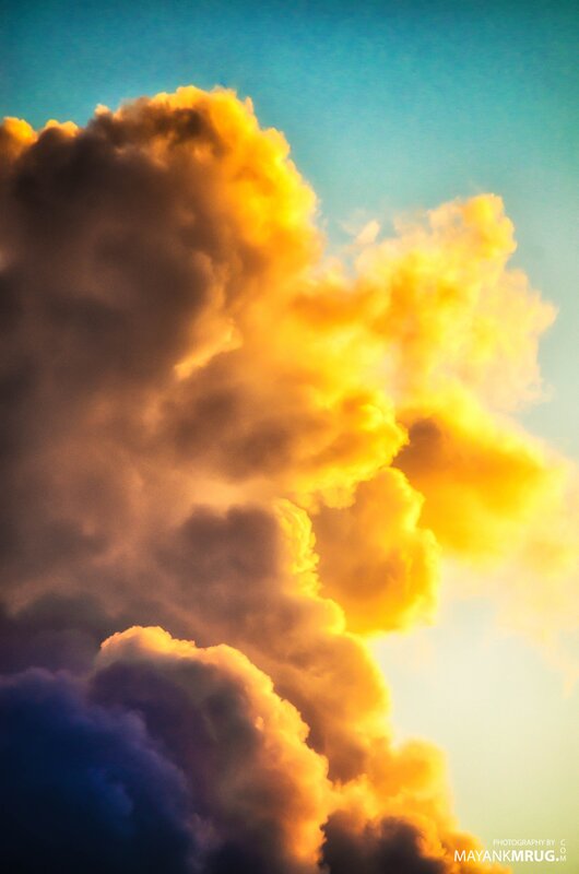 Clouds at Sunset — Yellow, Dramatic, Photograph, Sky