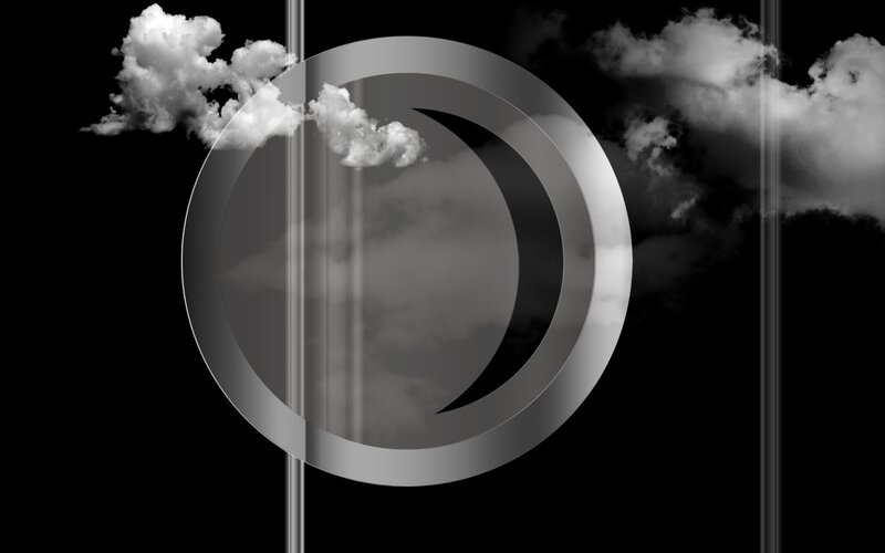 clouds behind a circular frame