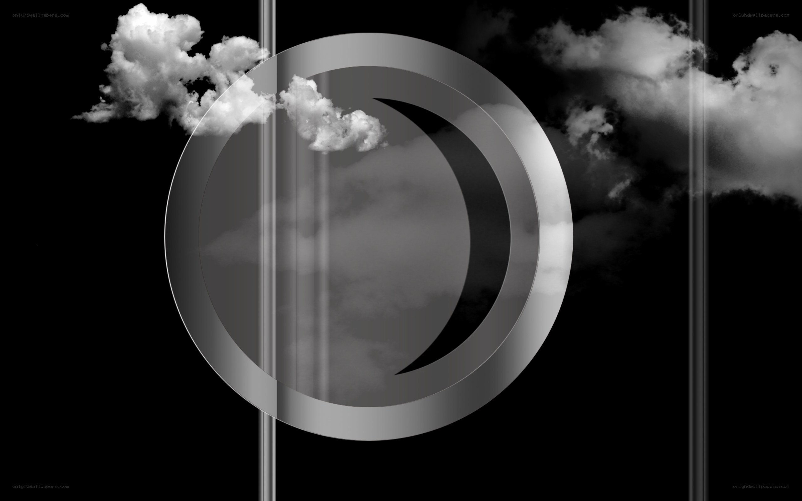 clouds behind a circular frame