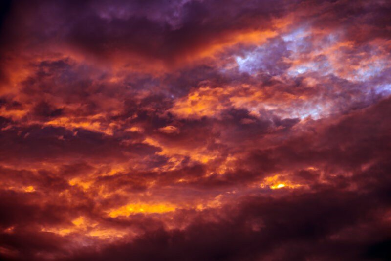 Clouds During Sunset — Red, Dramatic, Photograph