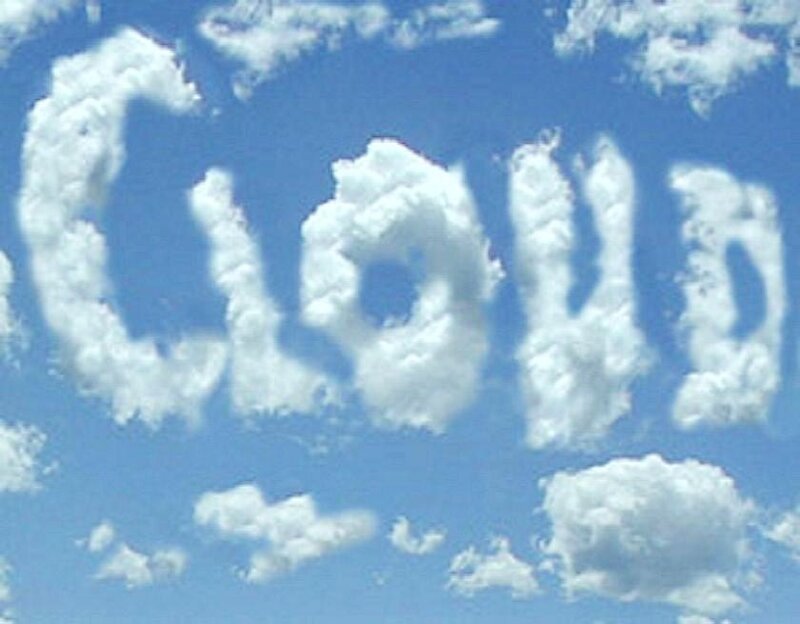 Clouds form the word 'cloud'
