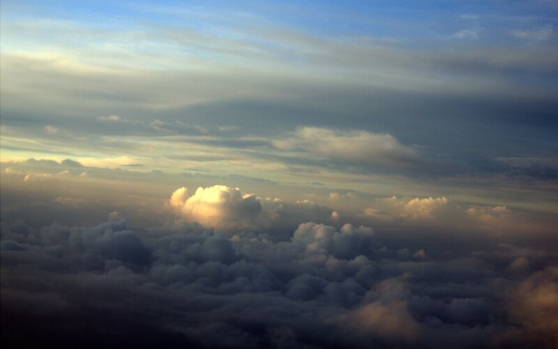clouds from above at sunset