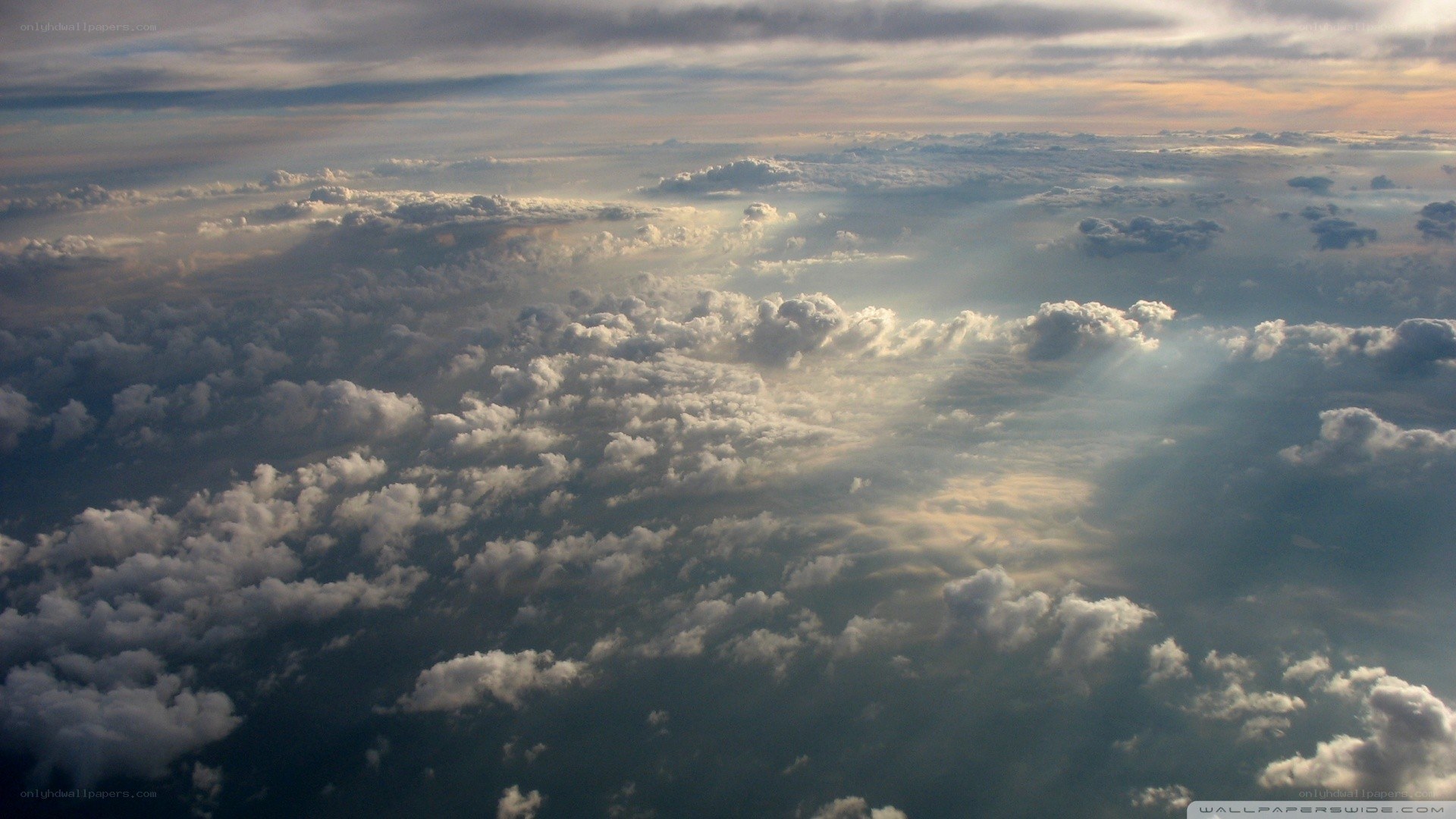 clouds from above at sunset