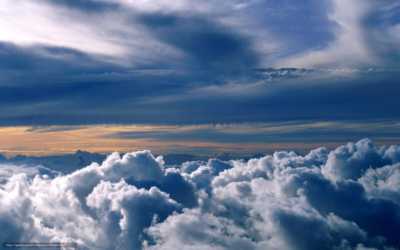 Clouds from above at sunset