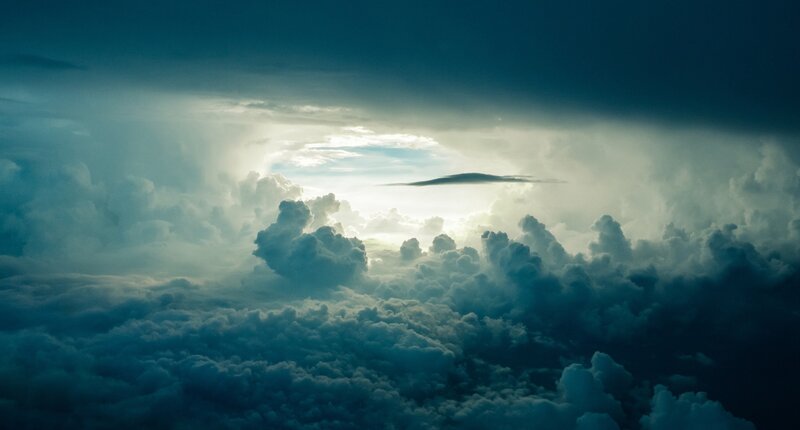 Clouds from Above — Blue, Dramatic, Photograph, Sky, Sunlight