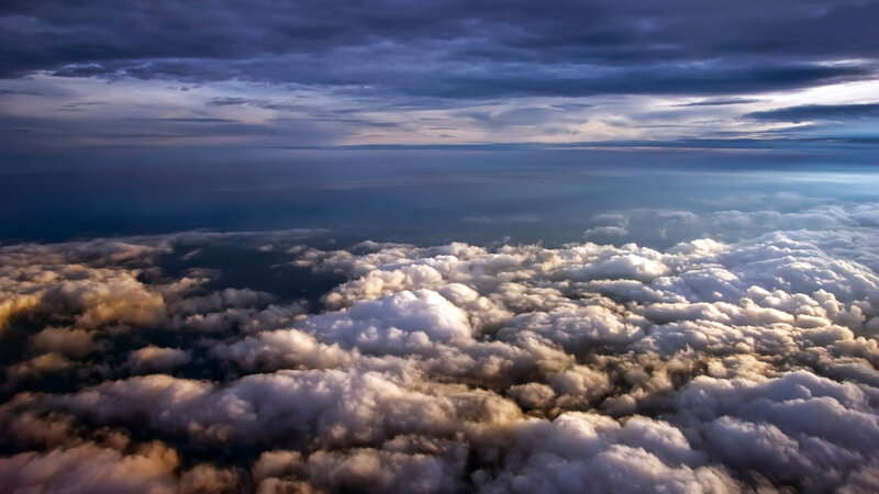 Clouds from Above — Blue, Dramatic, Sunset, Photograph, Sky, Horizon