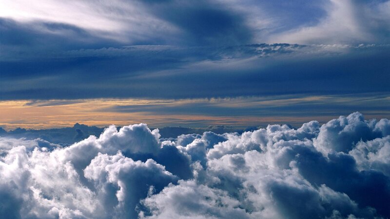 Clouds from Above — Blue, Dramatic, Sunset, Photograph, Sky, Sunlight, Horizon, White