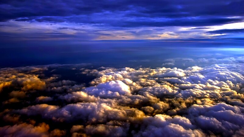 Clouds from Above — Blue, Dramatic, Sunset, Photograph, Sky, Sunlight