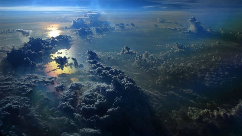 Clouds from Above — Blue, Dramatic, Sunset, Photograph, Sun