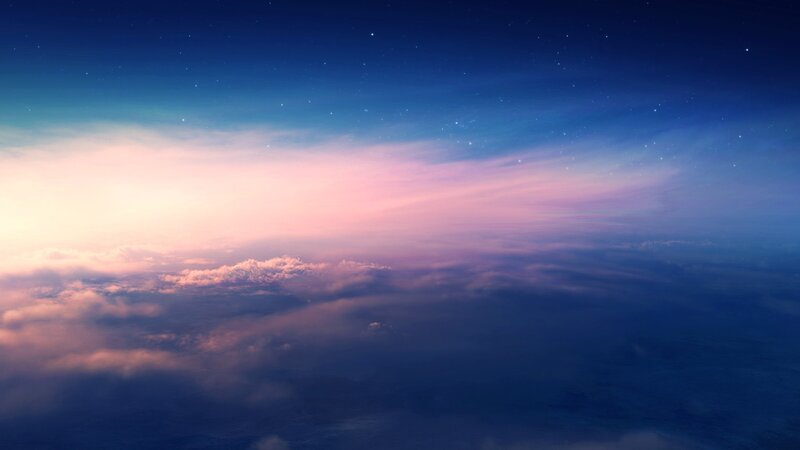 Clouds from Above — Blue, Serene, Night, Digital Art
