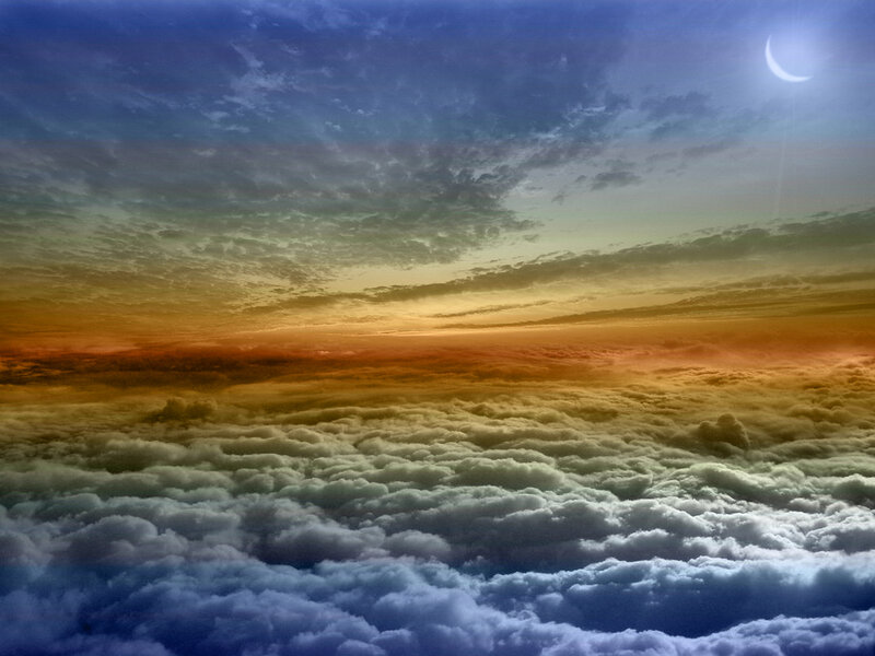 Clouds from Above — Blue, Serene, Night