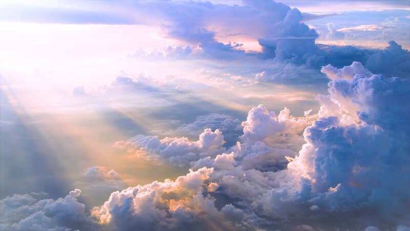 Clouds from Above — Blue, Serene, Sunrise, Photograph, Sunlight