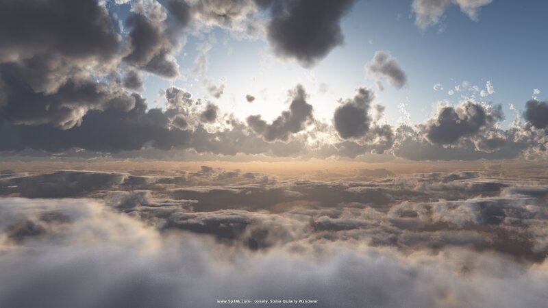 Clouds from Above — Blue, Serene, Sunset, 3d Render