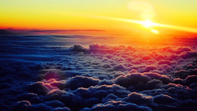 Clouds from Above — Orange, Dramatic, Sunset, Photograph, Sun