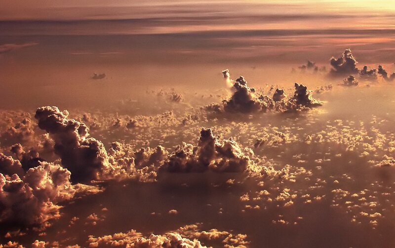 Clouds from Above — Orange, Dramatic, Sunset, Photograph