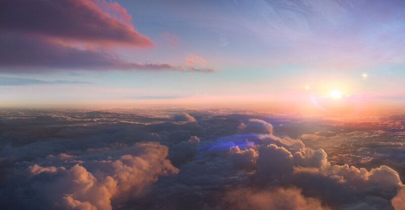 Clouds from Above — Purple, Serene, Sunset