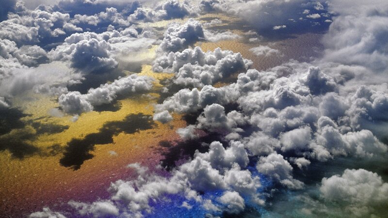 Clouds from Above — White, Dramatic, Sunset, Photograph, Sky, Colorful Light