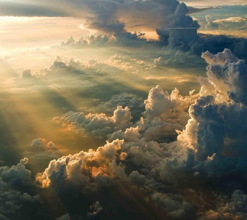 Clouds from Above — White, Dramatic, Sunset, Photograph, Sunlight