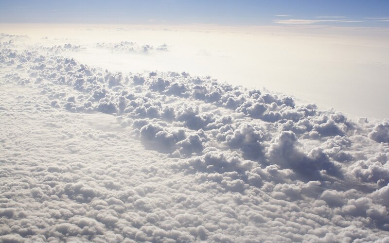 Clouds from Above — White, Serene, Morning, Photograph, Sky
