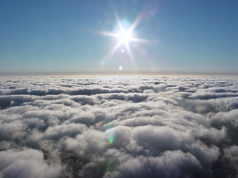 Clouds from Above — White, Serene, Morning, Photograph, Sun