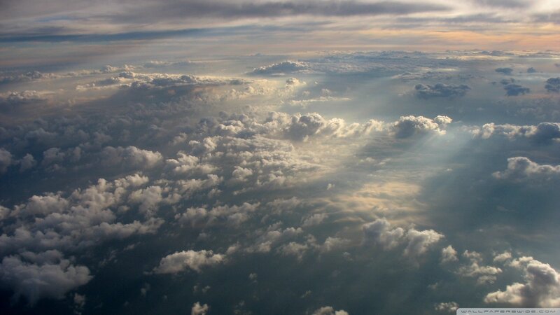 Clouds from Above — White, Serene, Sunset, Photograph, Sky, Sunlight