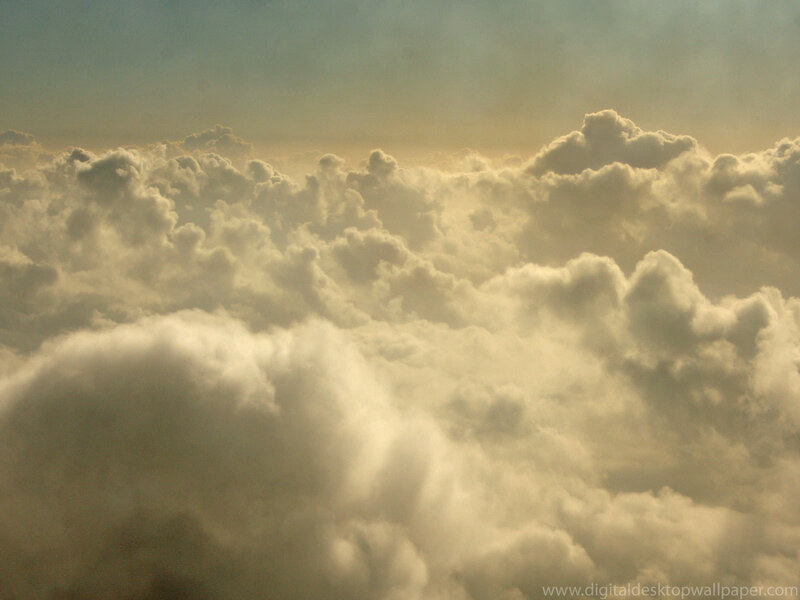Clouds from Above — White, Serene, Sunset, Photograph, Sky, Sunlight, Yellow