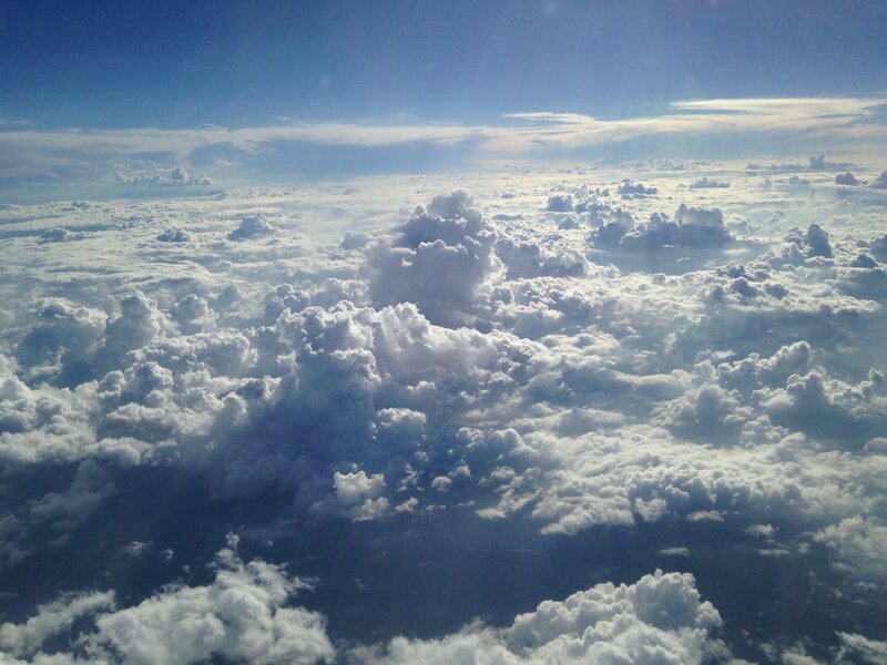 Clouds from Airplane — Blue, Serene, Afternoon, Photograph, Sky, Sunlight