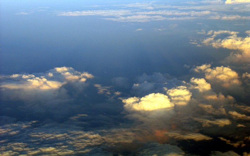 Clouds from Airplane — Blue, Serene, Sunset