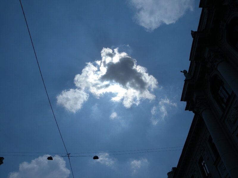 Clouds in Blue Sky — Dramatic, Afternoon, Photograph, Building