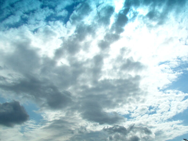 Clouds in Blue Sky — Dramatic, Afternoon, Photograph, Power Lines