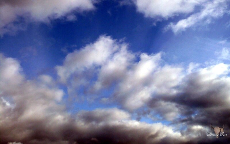 Clouds in Blue Sky — Dramatic, Afternoon, Photograph, Skull