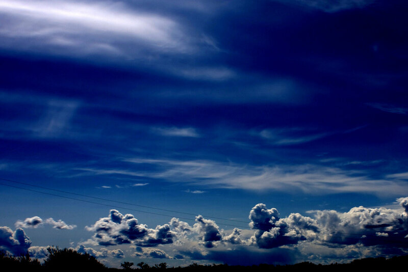 Clouds in Blue Sky — Dramatic, Afternoon, Photograph, Trees