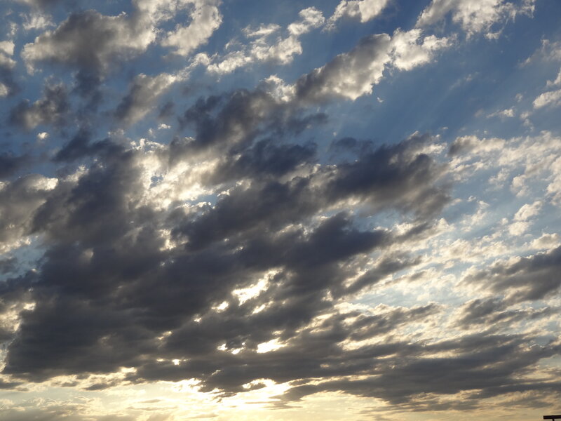 Clouds in Blue Sky — Dramatic, Sunset, Photograph, Sunlight