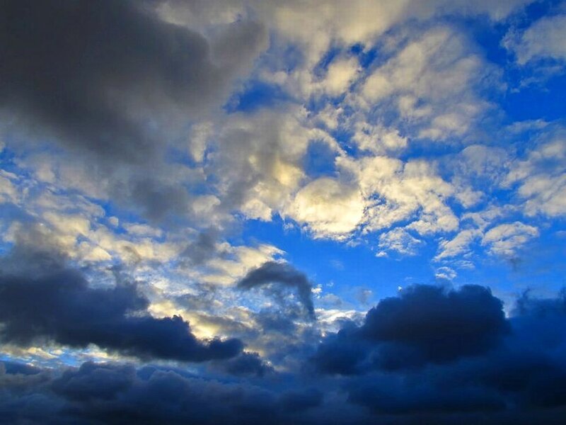 Clouds in Blue Sky — Dramatic, Sunset, Photograph