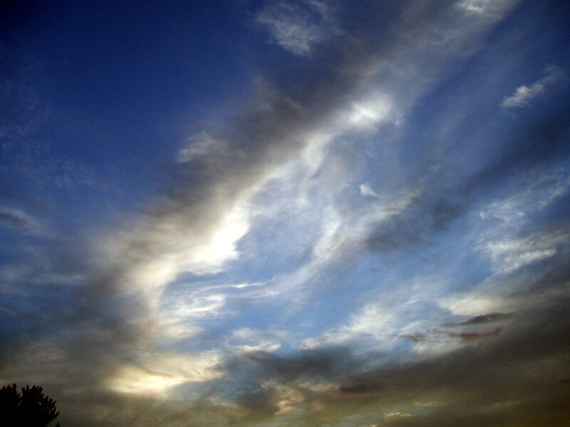 Clouds in Blue Sky — Dramatic, Sunset, Photograph, Trees