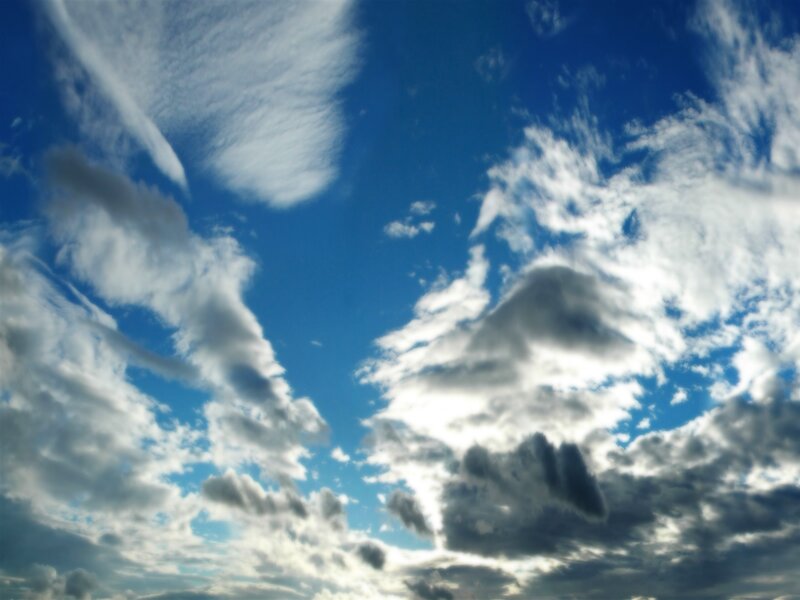 Clouds in Blue Sky — Photograph, Gray